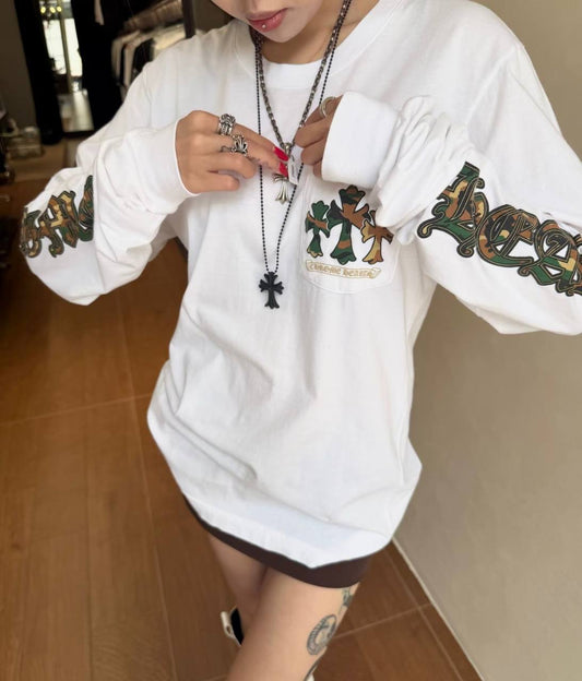 Chrome Hearts Camo Cross Long-Sleeve Tee